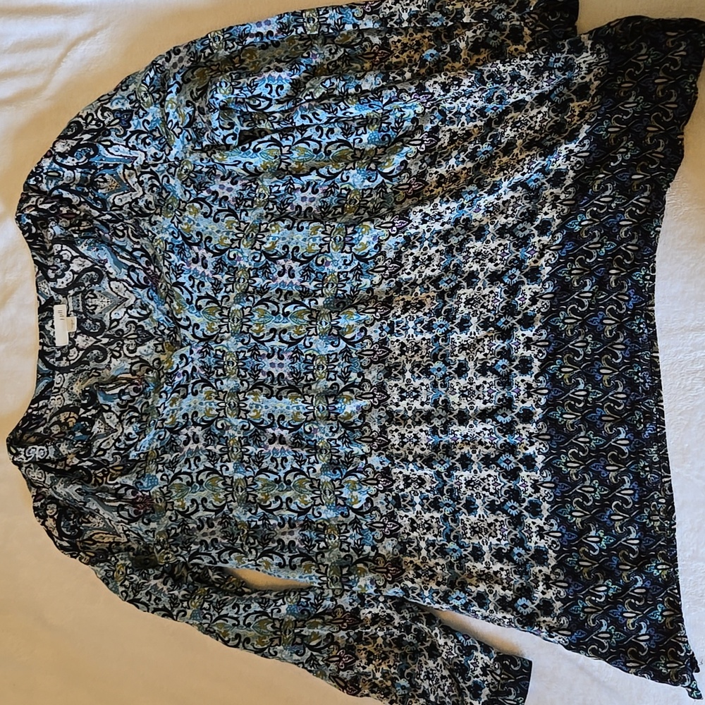 J. Jill Multicolor Blouse Size M Blue Green Purple